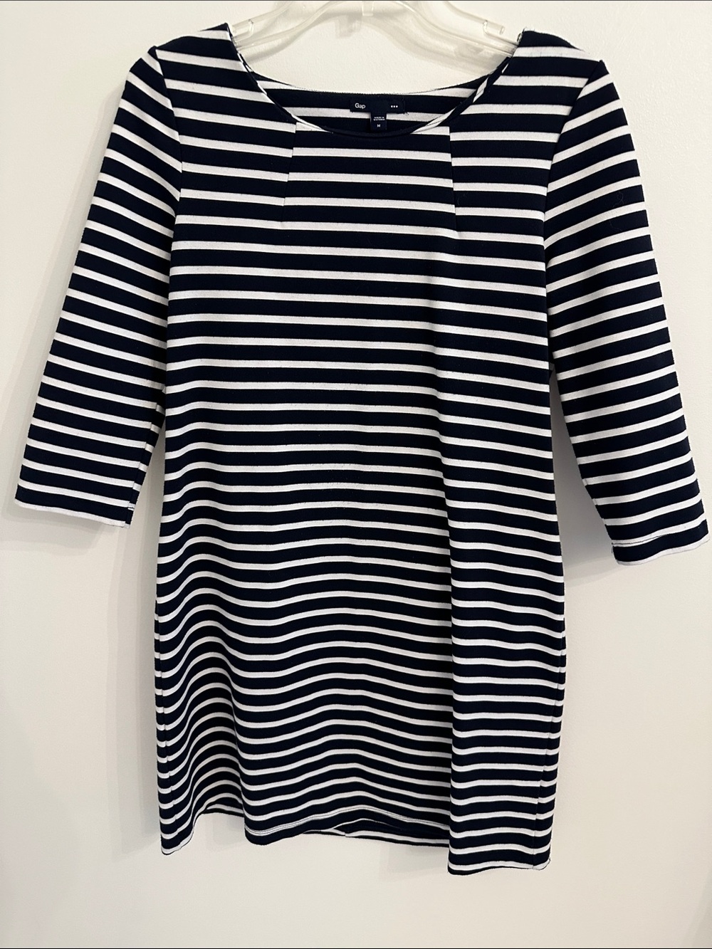 GAP Navy & White Striped Long Sleeve Shift Dress